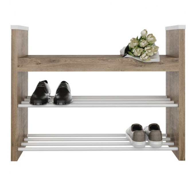 Банкетка с полками для обуви «Бьянка» белая