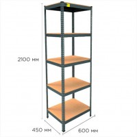 Стеллаж металлический MRL-2100 (600x450) окрашенный чёрный